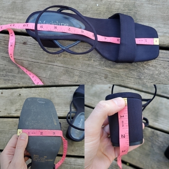 Vintage 90s y2k Rachel Green Strappy Square Toe Chunky Heel Navy Blue Sandals 9 - Picture 4 of 7